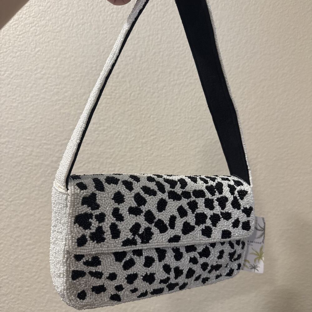 Handmade Viral Dalmatian Black And White Beaded Bag RARE Shoulder Bag